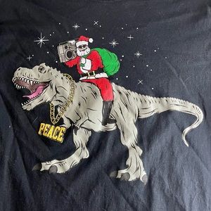 💙 NWOT Funny Christmas Santa Dinosaur Shirt